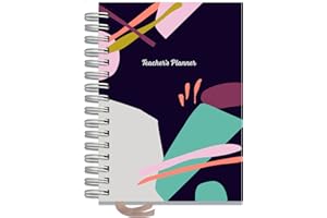 Teacher Planner 2025-2026 A5 size by Pirongs | 6 Lesson Planner for Teachers | Page a day | Undated, Hardback, Wiro-bound Teachers Planner - Abstract