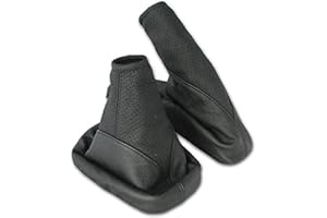 L & P Car Design L&P A104-1 Set Schaltsack und Handbremsmanschette 100% Echtleder Leder Schwarz perforiert Ersatzteil für Corsa C