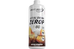 Best Body Nutrition Vital Drink ZEROP® - Thé glacé pêche, Boisson concentrée - sirop - sans sucre, 1:80 donne 80 litres de boisson, 1000 ml