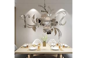 GUANGMU 3D Pegatinas de pared Flores Espejos Mural Acrílico Etiqueta Tatuajes de pared Écologie Élégant Adhesivos Arte Decorativo para pared Para Hogar Dormitorio Sala Gym Bureau fond de télévision