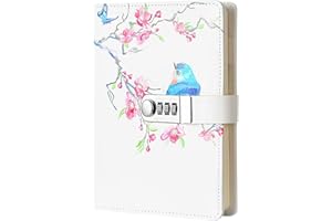 NectaRoy Bloc de Notas Contraseña Cuaderno, Cuaderno de Cuero PU Diario Planificado Organizador con Cerradura de Combinación, Soporte para Bolígrafo, 215x150mm