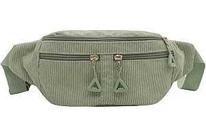 APMGONT Women's Shoulder Bag, Bum Bag, Small Corduroy Bum Bag for Men and Women, Cord Crossbody Bag, Adjustable Bum Bags Made of Corduroy, Chest Pocket Cord for Outdoor Sports Running, light green, Modern