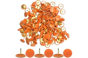 Ruidee 300 Pezzi Puntine a Testa Tonda Puntine da Disegno Puntina a Testa Tonda in Metallo Rivestito in Plastica Chiodi da Tappezzeria per Divani Lavagne Sughero Mobili(CTD/Orange)