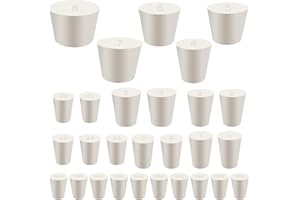 XYQMLY 28 Pack (11 Assorted Sizes) Solid Rubber Stopper, 000# - 8# Tapered Lab Bungs Rubber Corks Plugs, White Lab Seal Stopper Plug for Test Tube and Flasks