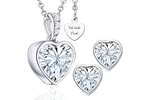 LOVENEST Schmuck Set Damen Silber 925/Rosegold/Gold ZIRKONIA | Herz Schmuckset 3tlg. zum Weihnachten Geburtstag Hochzeitstag | Kette und Ohrringe Set | hochwertiges Geschenk Frau Ehefrau Freundin