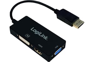 LogiLink CV0109 Adaptateur DisplayPort vers DVI/HDMI/VGA 4K Noir