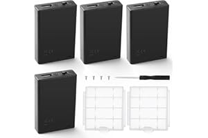 KUOQIY 4 Piezas 3x1.5V AA Caja de Soporte de Batería, 4.5V AA Caja de Almacenamiento de Batería con Construido en Enchufe de Hembra USB y ON/OFF y Tapa, con Caja de Batería de Plástico, Negro