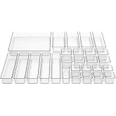 Gen&eacute;rico Drawer Organizer 25 Pieces - Transparent Organizers Set for Kitchen, Bathroom and Makeup - Stackable Boxes Made of D