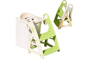 Smartwo Toilettensitz Kinder mit Treppe Stabile Dreieckige Struktur, 2 in 1 Toilettentrainer Höhenverstellbar & Faltbar, Töpfchen Trainer mit Verbreiterte Tritt & Griffe für Jungen und Mädchen, Grün