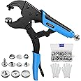 Kamtop Snap Fastener Tool - Heavy Duty Snap Button Plier with 3 Dies and 30 Sets Metal Snaps, Adjustable Snap Setter Snap Sewing Accessories Installation Kit for Canvas Leather Boat Cover Replacement