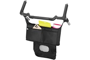 Munchkin Pram Organiser | Pushchair Organiser with 2 Cup Holders Wipes Case and Large Pocket for Baby and Newborn Essentials | Universal Fit for Pushchairs, Strollers or Prams | Black