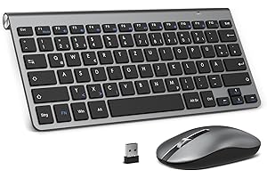 PINKCAT Kabelloses Tastatur Maus Set kabellos 2.4G Kabellose Kompakte Tastatur mit Funkmaus für Laptop, PC und Smart TV Deutsches QWERTZ Layout(Grau&Schwarz)