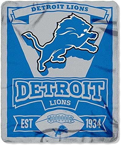 Detroit Lions Fleece Blanket Throw, Marquee Design