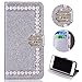 Produktbild Shinyzone Huawei P20 Lite Glitzer Bling Flip PU Leder Brieftasche Hülle,Huawei P20 Lite Luxus Glänzend Perlen Edelsteine Design,Funkeln Diamant Magnetverschluss Ständer halter mit Kredit kartenfach Stoßfest Schutzhülle für Huawei P20 Lite,Silber