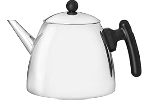 Bredemeijer Klassische doppelwandige Edelstahl Teekanne 1.2 Liter schwarzer Griff