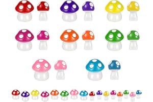 DREAM AURORA 32Pcs Mini Cute Miniature Mushrooms Figurines Set,2 Size Multicolor Tiny Mushroom Miniature Figures Fairy Birthday Party Decoration for Dollhouse Micro Landscape Garden Landscape Aquarium