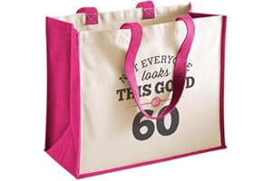 D Design Invent Print! 60th Birthday Gift Bag Keepsake Funny Gift for Women Novelty Ladies Gifts Female Birthday Shopping Bag Tote Bag Gift Idea (Fuchsia)