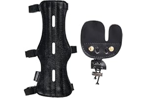 ‎HUNTINGDOOR Huntingdoor Bogenschießen Armschutz Fingerschutz Set Bogensport Leder Lang Armschoner Fingerlasche Kit Schutzausrüstung Rechtshänder Bogen Zubehör für Bogen Zielübung