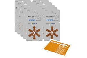 HÖRGERÄTE DIREKT 60x Power One 312 Hörgerätebatterien P312 PR41 (10x 6er Blister) + DIREKT Reinigungstuch | für Hörgeräte