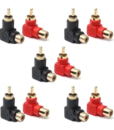 WANGCL 4 Adattatori RCA Da 90 Gradi, Connettori RCA Maschio A Femmina A Gomito Placcati In Oro, Per Audio Stereo O Video AV - Foto 13