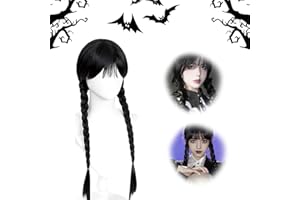 YongSral Peluca Miercoles A-ddams, Peluca Miercoles A-ddams Niña, Peluca Trenzas Miércoles A-ddams, Trenzas Miercoles A-ddams Niña, A-ddams Wig, Adecuado Fiestas Temáticas, Halloween, Carnavales