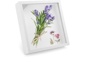 DAKLUNAR Ramka na zdjęcia 3D do wypełnienia, głębokość, drewniana, kwadratowa, prezent zdjęcie, kolaga, bukiet ślubny, wisząca na ścianie