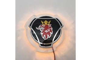 FTC 1 PC Pour 80mm Scania Griffin 1401610 GRIFFIN V8 TOPL Badge Logo De Camion Grille Personnalisé Avec Orange LED Éclairage Emblème (Noir argent)