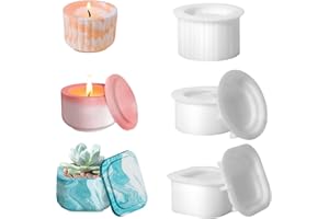 Votoko 3 Pièces Moule à Bougie en Béton, Silicone Bougeoir Avec Couvercle, Porte-Bougie en Plâtre, Pour DIY en Plâtre de Béton