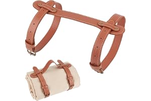 CALFOVERA Yoga takmatta av PU-läder bärbar picknickfilt mattrulle bärrem justerbart handtag strandmatta motorcykel sängrullhållare bä för utomhus camping resor vandring