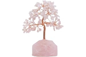 ROMCADE Crystal Tree Handmade Money Tree Positive Energy Gem Tree Healing Gemstone Tree for Desk Room Shelf Decor Premium Meditation Bedroom Home Decoration Birthday (Pink)