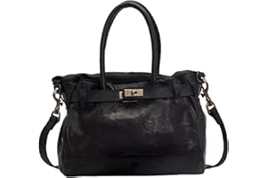 BIBA Bolso de Mujer de Cuero Genuino, Bolso de Mano Heritage Blossom BLO2L, Asa Corta y Larga, Cierre con Cremallera, Piel Bovina Legítima