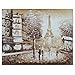 Produktbild fokenzary handbemalt Ölgemälde auf Leinwand klassischen Paris Eiffel Tower View Wanddekoration gerahmt fertig zum Aufhängen - 12x16in - coffee