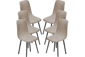 KELUINA Dining Chairs Covers Set of 2/4/6, Style Shell Mid Century Modern Accent Side Chairs (Sand, 6 PCS)