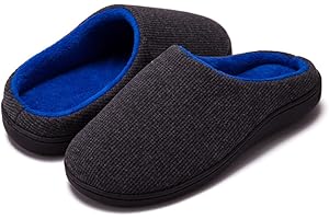 Vonair Men's Two-Tone Memory Foam Slippers Cozy Memory Foam Breathable House Slippers with Non-Slip Rubber Sole
