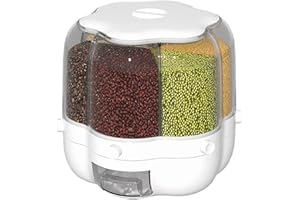 Veciado Dispensador Giratorio de Alimentos Cubo de Arroz Tanque de Almacenamiento de Arroz Contenedor de Grano Sellado Caja de Almacenamiento para el Hogar y la Cocina