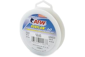 American Fishing Wire Surflon Nylon Coated 1x7 Stainless Steel Leader Wire - Fishing Leader Line for Saltwater, 10lb Test - 250lb Test in Bright, Black, Camo in 30ft, 100ft, 300ft and 1,000ft Lengths