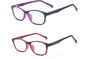 Outray 2 Pack Boys Girls Blue Light Blocking Glasses Square Eyeglasses Frame Anti Blue Ray Computer Game Glasses for Kids/Teens