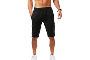Geagodelia Pantlaoncini Uomo Lino Pantaloni Corti Uomo Estivi Leggeri Pantaloncini Casual Tinta Untia Comodo S-3XL Ptantaloncini Soprtivi Uomo Ragazzo