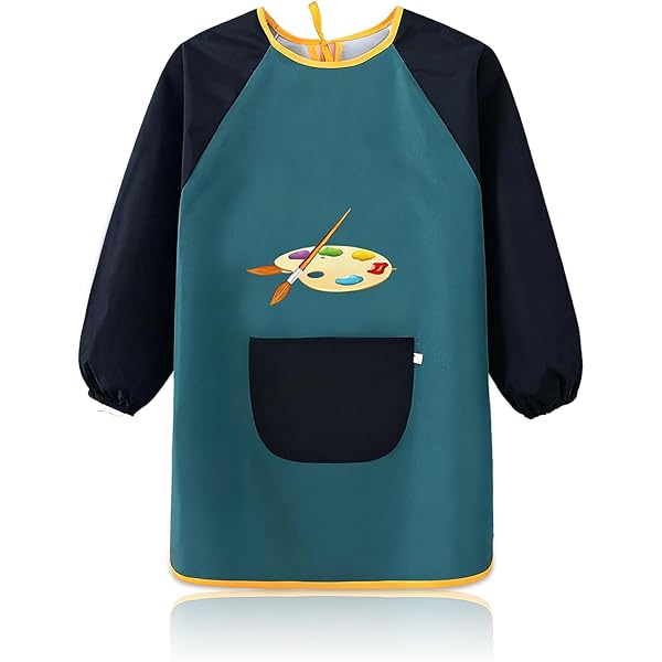 Malkittel Kinder Mit Ärmeln 2-12 Jahre | Wasserdichte Bastelschürze Mit Taschen