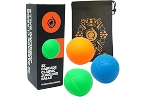 CASCADE JUGGLING 3 x Pro 115g Cascade Neon Classic Thud Juggling Balls & Bag - Set of 3 Juggling Balls (Mixed Colours)
