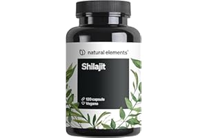 NATURAL ELEMENTS Integratore di Shilajit 1300 mg per Dose - 120 Capsule Vegane - Privo di Additivi - Prodotto in Germania e Testato in Laboratorio