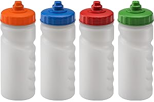 Foxberry 500ml Reusable Water Bottles - 4 Pack - Hands Free Lid - Spill Proof and Leak Proof Spout - BPA Free - Dishwasher Safe - Kids - School - Sports - Clubs