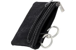 Simaru Schlüsseletui 2 Ringe Made in EU, Praktische Schlüsseltasche aus Kork mit 2 Reißverschlüssen Vegan & wasserabweisend (Schwarz)