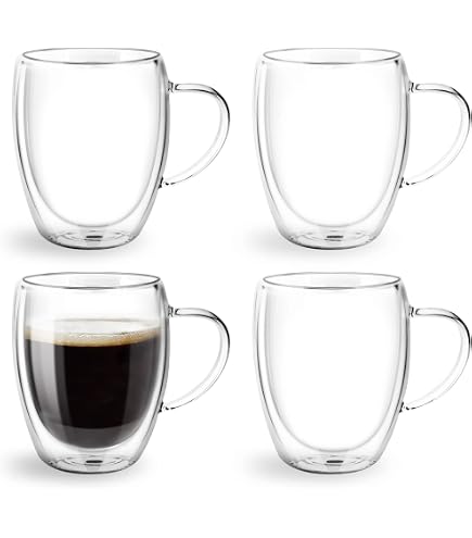 ALMEKAQUZ Double Walled Glass Coffee Mugs with Handle, Large Insulated  Layer Coffee Cups, Clear Borosilicate Mugs, Perfect for Espresso,  Cappuccino, Tea, Latte, Wine (2-piece set): Buy Online at Best Price in  Egypt -