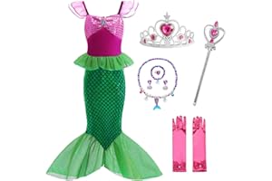 LiUiMiY Kostium syrenki dla dziewczynki, sukienka Arielle, sukienka dla dzieci, z długim rękawem, na karnawał, urodziny, Halloween, imprezę, karnawał