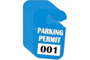 CUYACILI 50-Pack Temporary Parking Permit Hang Tag Car Pass Car Parking Pass Hangtags PVC Hanging Placards Numbered Tags for Rear View Mirror (Blue and White)