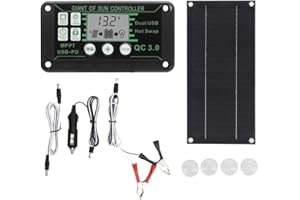 REACHMALL Kit de panneau solaire 600 W 18 V, contrôleur de chargeur de batterie MPPT 100 A portable en silicium monocristallin pour camping-car, caravane, voiture
