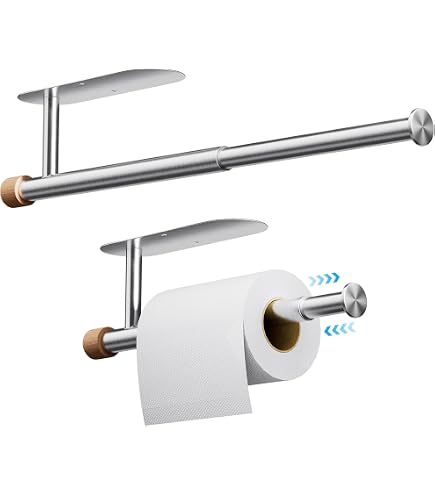 Porte Essuie-Tout Zivacate Extensible 24-38cm - Support Mural Adhésif/Vis, Accents Bois - Pour Cuisine Ou Salle De Bain