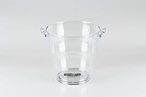 Qpractiko | Seau à glaçons Sanabria | 4L, transparent, plastique robuste | Design ergonomique, poignée confortable, léger, réutilisable | Pour boissons lors de réceptions