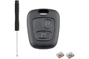HooRLZ Coque Clé Peugeot pour Peugeot 106 206 107 207 306 307 406 407, Citroen C1 C2 C3 C4 C5 Xsara Picasso Saxo Berlingo Boitier Clé, Telecommande Coque Clef Citroen - 2 Boutons avec Tournevis